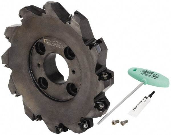 Kennametal - 10" Cut Diam, 2-1/2" Arbor Hole, 8mm Max Depth of Cut, 45° Indexable Chamfer & Angle Face Mill - 12 Inserts, HNPJ 1307... Insert, Right Hand Cut, 12 Flutes, Through Coolant, Series Dodeka Max - Apex Tool & Supply