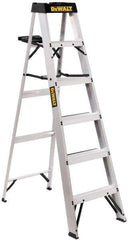 DeWALT - 5 Steps, 6' High, Type IA Rating, Aluminum Step Ladder - 300 Lb Capacity, 21-5/8" Base Width - Apex Tool & Supply