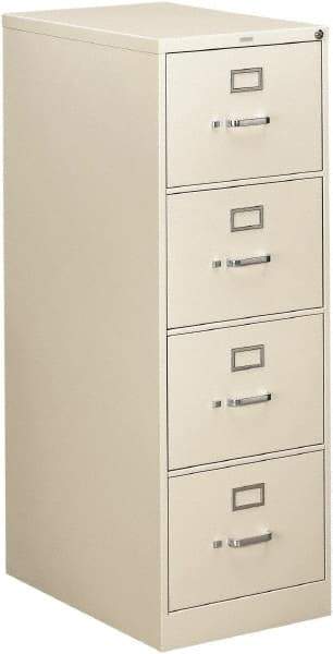 Hon - 18-1/4" Wide x 52" High x 26-1/2" Deep, 4 Drawer Vertical File - Steel, Light Gray - Apex Tool & Supply