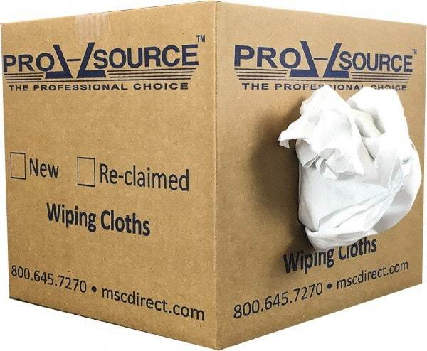 PRO-SOURCE - Cotton Reclaimed Rags - White, Sheeting, Lint Free, 10 Lbs. at 3 to 5 per Pound, Box - Apex Tool & Supply