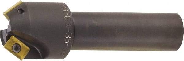 Kyocera - 55° Lead Angle, 2.014" Max Cut Diam, 0.327" Max Depth of Cut, Indexable Chamfer & Angle End Mill - 2 Inserts, XPMT 15T3.. Insert Style, 3.15" OAL, Straight Shank - Apex Tool & Supply
