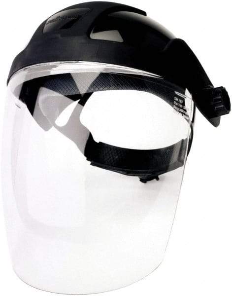 Sellstrom - Nylon Black Ratchet Adjustment, Face Shield & Headgear Set - 12-1/8" Wide x 9" High x 0.06" Thick, Anti-Fog, Clear Window - Apex Tool & Supply