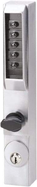 Kaba Access - 1-3/4" Door Thickness, Satin Chrome Pushbutton Knob Lockset - 1 Code, Zamak3, No Cylinder - Apex Tool & Supply