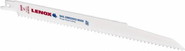 Lenox - 9" Long x 3/4" Thick, Bi-Metal Reciprocating Saw Blade - Straight Profile, 6 TPI, Toothed Edge - Apex Tool & Supply