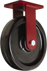 Hamilton - 12" Diam x 3" Wide x 14-1/2" OAH Top Plate Mount Rigid Caster - Phenolic, 3,500 Lb Capacity, Straight Roller Bearing, 5-1/2 x 7-1/2" Plate - Apex Tool & Supply
