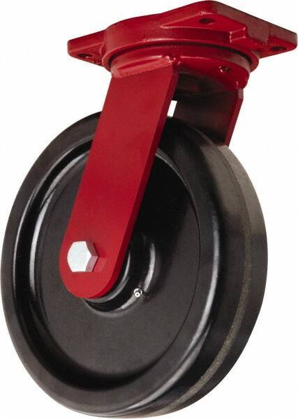 Hamilton - 12" Diam x 3" Wide x 14-1/2" OAH Top Plate Mount Swivel Caster - Phenolic, 3,500 Lb Capacity, Straight Roller Bearing, 6-1/8 x 7-1/2" Plate - Apex Tool & Supply