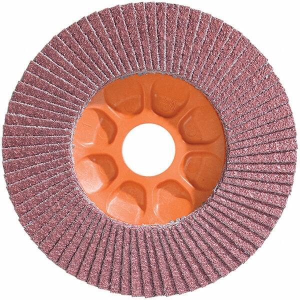 WALTER Surface Technologies - 40 Grit, 5" Disc Diam, 7/8" Center Hole, Type 28 Ceramic Flap Disc - 12,200 Max RPM, Plastic Backing, Arbor Attaching System, Coated - Apex Tool & Supply