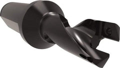 Allied Machine and Engineering - Series 18, 18 to 20mm Diam, 1" Diam Straight Shank with Flange, Helical Flute Spade Drill - 7/8" Max Depth, 2-13/64" Body Length, 4-31/64" OAL, Short Length, Through Coolant - Apex Tool & Supply