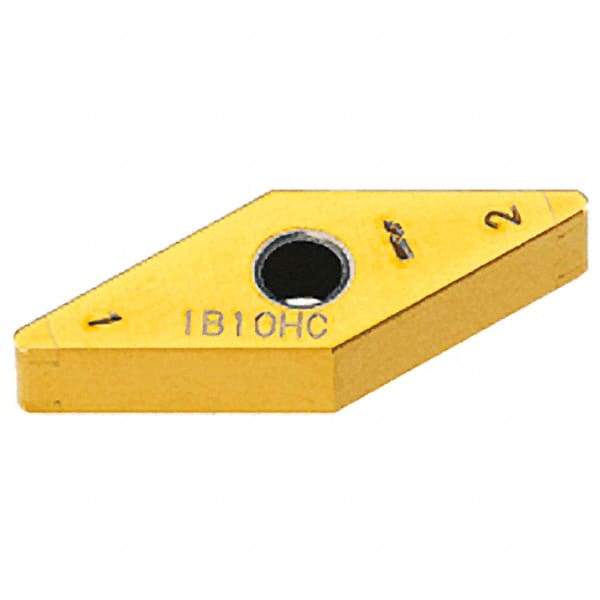 Iscar - VNGA332 M4 Grade IB10HC PCBN Turning Insert - TiN Finish, 35° Diamond, 3/8" Inscr Circle, 3/16" Thick, 1/32" Corner Radius - Apex Tool & Supply
