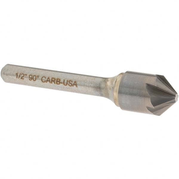 OSG - 1/2" Head Diam, 1/4" Shank Diam, Multi Flute 90° Solid Carbide Countersink - Apex Tool & Supply