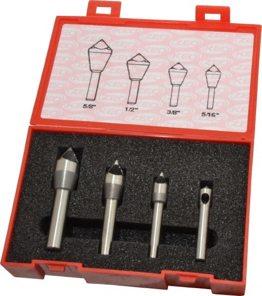 Keo - 4 Piece, 5/16 to 5/8" Head Diam, 60° Included Angle, Single End Countersink Set - Apex Tool & Supply