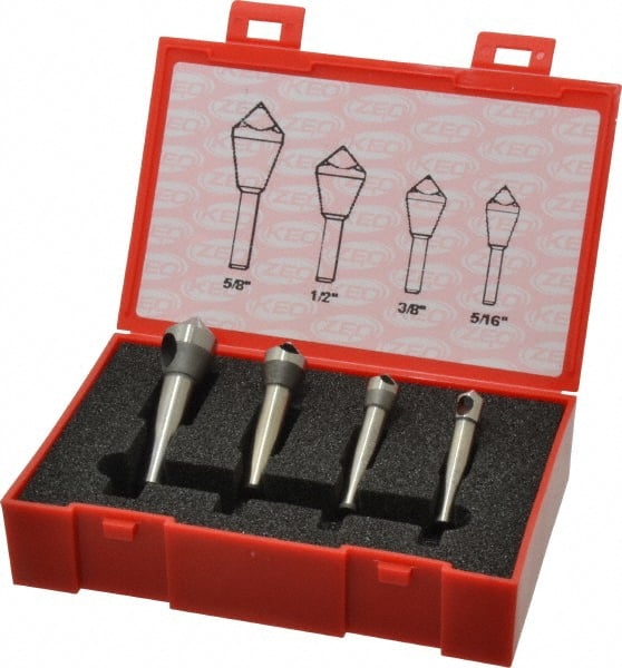 Keo - 4 Piece, 5/16 to 5/8" Head Diam, 90° Included Angle, Single End Countersink Set - Apex Tool & Supply