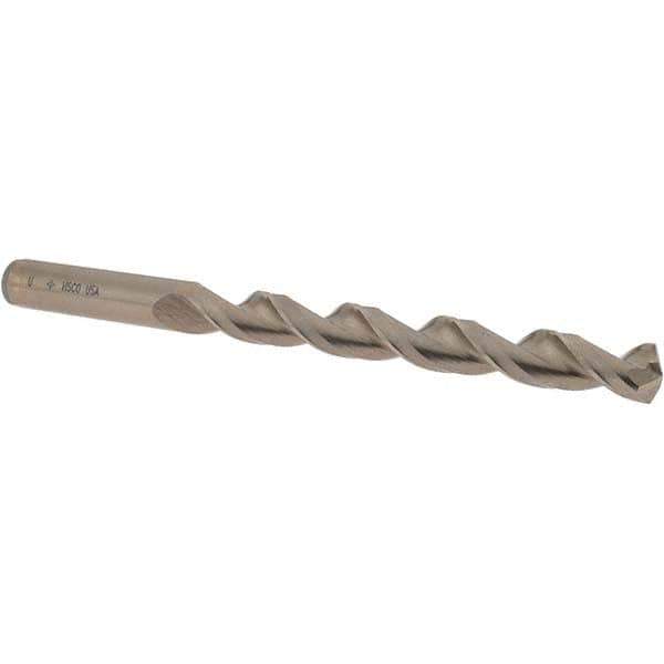 Cleveland - Letter U 135° Cobalt Jobber Drill - Gold Finish Finish, Right Hand Cut, Parabolic Flute, Straight Shank, 5" OAL, Split Point - Apex Tool & Supply