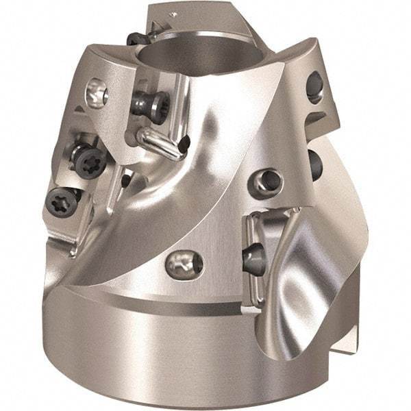 Seco - 2.028" Cut Diam, 3/4" Arbor Hole, 1.191" Max Depth of Cut, 75° Indexable Chamfer & Angle Face Mill - 9 Inserts, XO.. 1204 Insert, Right Hand Cut, 3 Flutes, Through Coolant, Series R220.49 - Apex Tool & Supply