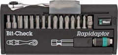 Wera - 30 Piece, Screwdriver 1/4" Bit Ratchet Bit Set - #1 to #3 Phillips, 3/32 to 1/4" Hex, T10 to T40 Torx - Apex Tool & Supply