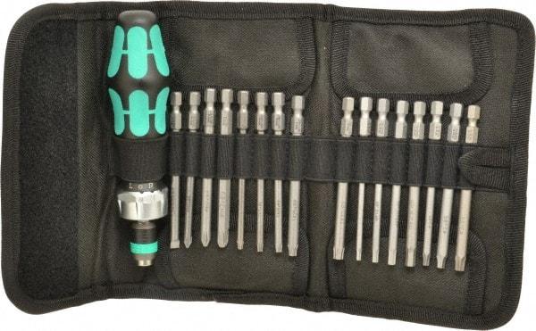 Wera - 17 Piece, Screwdriver Bit and Socket Set - #1, #2 & #3 Phillips - Apex Tool & Supply