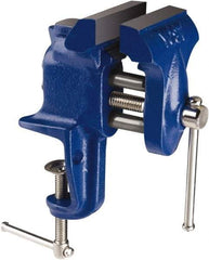 Yost Vises - 2-1/2" Jaw Width, 2-1/4" Opening Capacity, 1-1/4" Throat Depth, Cast Iron Stationary Bench Vise - Clamp-On Base Attachment - Apex Tool & Supply