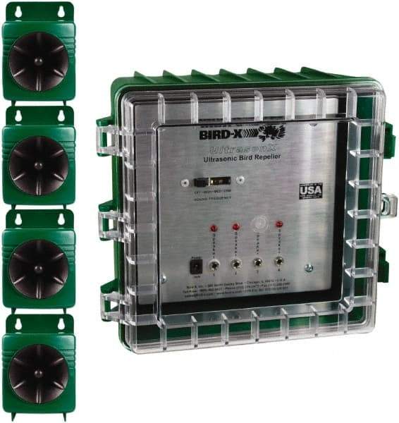 Bird-X - 3,600 Sq Ft Coverage Electronic Animal Repellent - AC Adapter, Targets Pigeons, Crows, Sparrows, Starlings, Grackles, Gulls, Cormorants - Apex Tool & Supply