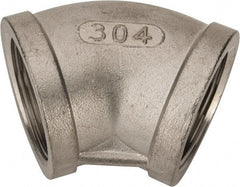 Value Collection - 1-1/2" Grade 304 Stainless Steel Pipe 45° Elbow - FNPT x FNPT End Connections, 150 psi - Apex Tool & Supply