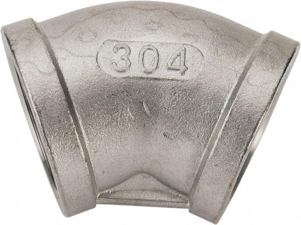 Value Collection - 1-1/4" Grade 304 Stainless Steel Pipe 45° Elbow - FNPT x FNPT End Connections, 150 psi - Apex Tool & Supply
