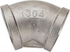 Value Collection - 1-1/4" Grade 304 Stainless Steel Pipe 45° Elbow - FNPT x FNPT End Connections, 150 psi - Apex Tool & Supply