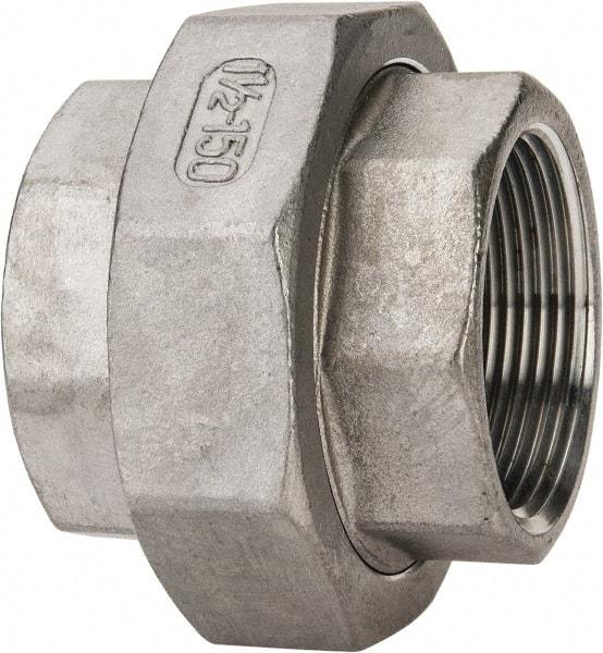 Value Collection - 1-1/2" Grade 304 Stainless Steel Pipe Union - FNPT x FNPT End Connections, 150 psi - Apex Tool & Supply