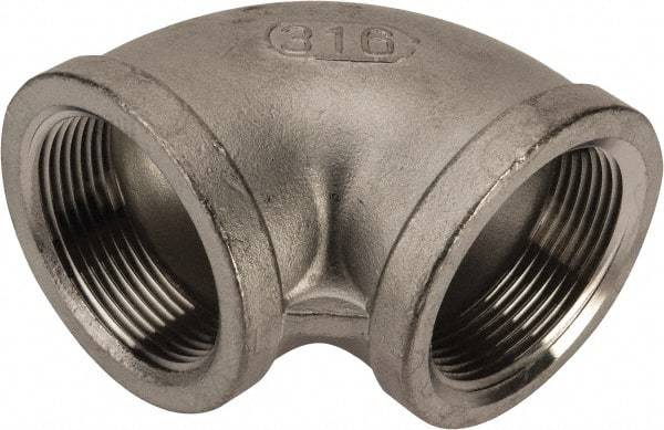 Value Collection - 1-1/2" Grade 316 Stainless Steel Pipe 90° Elbow - FNPT x FNPT End Connections, 150 psi - Apex Tool & Supply