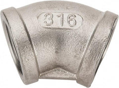 Value Collection - 1" Grade 316 Stainless Steel Pipe 45° Elbow - FNPT x FNPT End Connections, 150 psi - Apex Tool & Supply