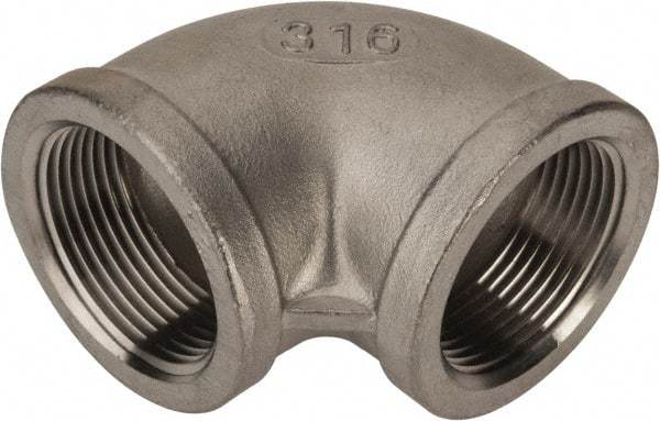 Value Collection - 1-1/4" Grade 316 Stainless Steel Pipe 90° Elbow - FNPT x FNPT End Connections, 150 psi - Apex Tool & Supply