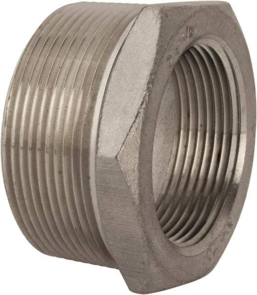 Merit Brass - 2 x 1-1/2" Grade 304 Stainless Steel Pipe Hex Bushing - MNPT x FNPT End Connections, 150 psi - Apex Tool & Supply