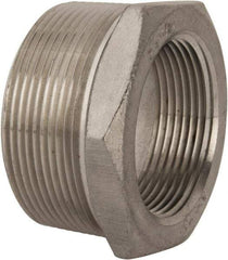 Merit Brass - 2 x 1-1/2" Grade 304 Stainless Steel Pipe Hex Bushing - MNPT x FNPT End Connections, 150 psi - Apex Tool & Supply