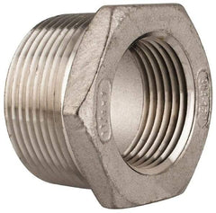 Merit Brass - 1-1/4 x 1" Grade 304 Stainless Steel Pipe Hex Bushing - MNPT x FNPT End Connections, 150 psi - Apex Tool & Supply