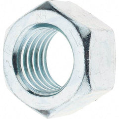 Made in USA - 1-1/8 - 7 UNC Steel Right Hand Hex Nut - 1-11/16" Across Flats, 31/32" High, Zinc Clear Finish - Apex Tool & Supply