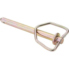 Value Collection - 5/8" Pin Diam, 7-5/8" Long, Zinc Plated Steel Pin Lock Hitch Pin - 6" Usable Length - Apex Tool & Supply