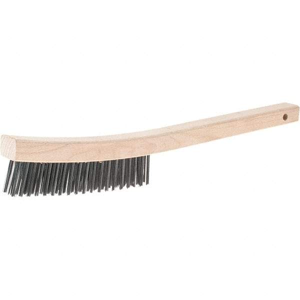 Weiler - 3 Rows x 19 Columns Steel Scratch Brush - 14" Brush Length, 14" OAL, 1-3/16 Trim Length, Wood Handle - Apex Tool & Supply