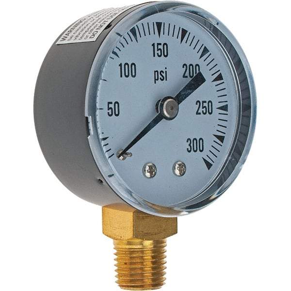 Value Collection - 2" Dial, 1/4 Thread, 0-300 Scale Range, Pressure Gauge - Lower Connection Mount - Apex Tool & Supply
