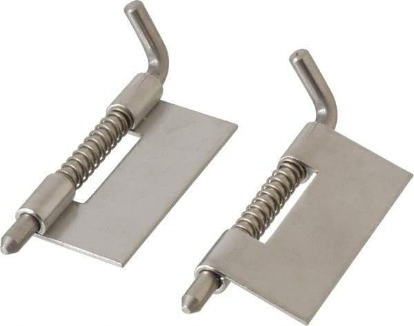 Value Collection - 7/8" Wide x 0.05" Thick, Spring Loaded Latch Hinge - Stainless Steel, Zinc Plated Finish - Apex Tool & Supply