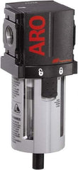 ARO/Ingersoll-Rand - 1/4" Port Coalescing Filter - Polycarbonate Bowl, Automatic Drain, 150 Max psi, 0.3 Micron Rating, 2.205" Long x 2.244" Wide x 7.028" High - Apex Tool & Supply