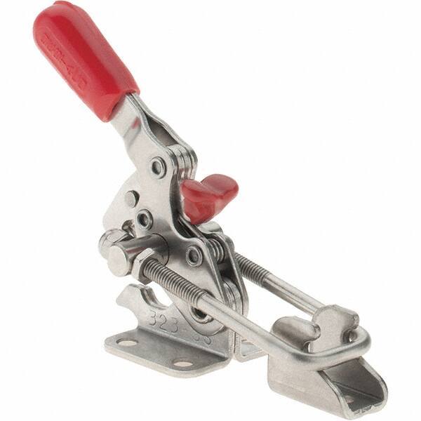 De-Sta-Co - 360 Lb Capacity, Horizontal, U Hook, Flanged Base, Stainless Steel Pull Action Latch Clamp - 1.17" Drawing Movement, 4-1/4" OAL, Threaded U Hook, Straight Handle - Apex Tool & Supply