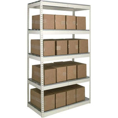 Hallowell - 5 Shelf Starter Open Steel Shelving - 500 Lb Capacity, 72" Wide x 120" High x 48" Deep, Tan - Apex Tool & Supply