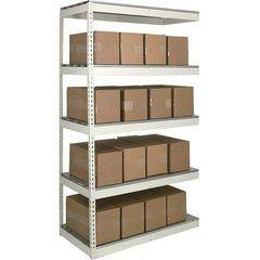Hallowell - 5 Shelf Add-On Open Steel Shelving - 1 Lb Capacity, 96" Wide x 120" High x 36" Deep, Tan - Apex Tool & Supply