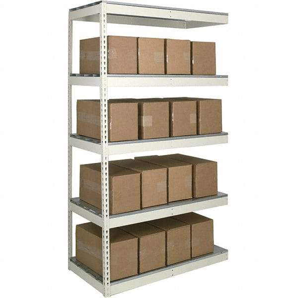 Hallowell - 5 Shelf Add-On Open Steel Shelving - 1 Lb Capacity, 72" Wide x 120" High x 30" Deep, Tan - Apex Tool & Supply