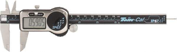 TESA Brown & Sharpe - 0 to 150mm Range, 0.01mm Resolution, IP67 Electronic Caliper - Stainless Steel with 40mm Stainless Steel Jaws, 0.03mm Accuracy - Apex Tool & Supply