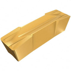 Iscar - 808GDMF Grade IC808, 8mm Cutting Width Carbide Grooving Insert - 4.8mm Max Depth of Cut, Neutral, 0.8mm Corner Radius, TiAlN Finish - Apex Tool & Supply