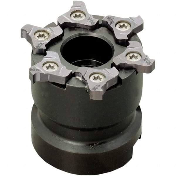Iscar - Arbor Hole Connection, 0.157" Cutting Width, 0.189" Depth of Cut, 2-1/2" Cutter Diam, 3/4" Hole Diam, 8 Tooth Indexable Slotting Cutter - TRIB-SM Toolholder, TRI Insert, Right Hand Cutting Direction - Apex Tool & Supply
