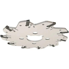 Iscar - Arbor Hole Connection, 0.132" Cutting Width, 1.14" Depth of Cut, 3.94" Cutter Diam, 1" Hole Diam, 6 Tooth Indexable Slotting Cutter - GM Toolholder, GIM, GIMY, GIP Insert, Right Hand Cutting Direction - Apex Tool & Supply