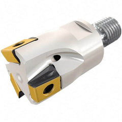 Iscar - 25mm Cut Diam, 8mm Max Depth of Cut, 28mm OAL, Indexable Square Shoulder End Mill - T490 LN.T 0804 Inserts, M12 Modular Connection, 90° Lead Angle, Through Coolant, Series FlexFit, Helitang - Apex Tool & Supply