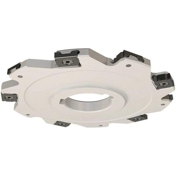Iscar - Arbor Hole Connection, 0.157" Cutting Width, 22mm Depth of Cut, 80mm Cutter Diam, 22mm Hole Diam, 10 Tooth Indexable Slotting Cutter - SDN Toolholder, LNET Insert, Right Hand Cutting Direction - Apex Tool & Supply