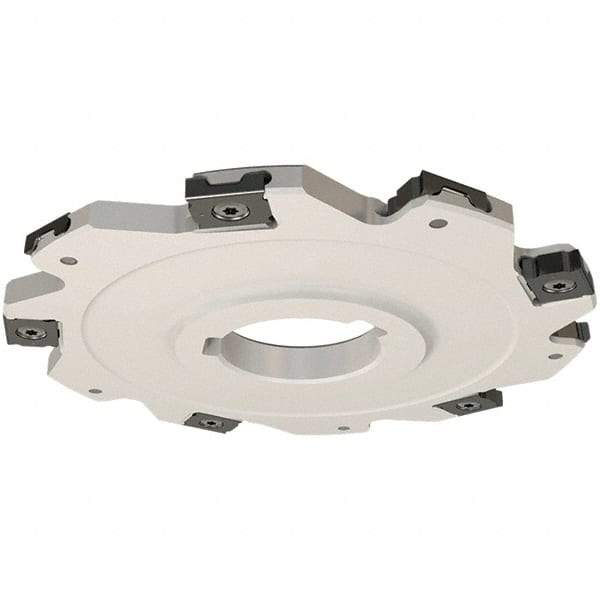 Iscar - Arbor Hole Connection, 0.157" Cutting Width, 27mm Depth of Cut, 100mm Cutter Diam, 27mm Hole Diam, 12 Tooth Indexable Slotting Cutter - SDN Toolholder, LNET Insert, Right Hand Cutting Direction - Apex Tool & Supply