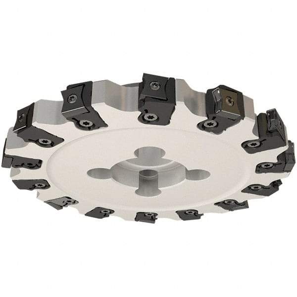 Iscar - Shell Mount B Connection, 0.744" Cutting Width, 30mm Depth of Cut, 125mm Cutter Diam, 32mm Hole Diam, 8 Tooth Indexable Slotting Cutter - FDN-CALN15 Toolholder, LNHT, LNKX, LNMT, LNMW Insert, Right Hand Cutting Direction - Apex Tool & Supply
